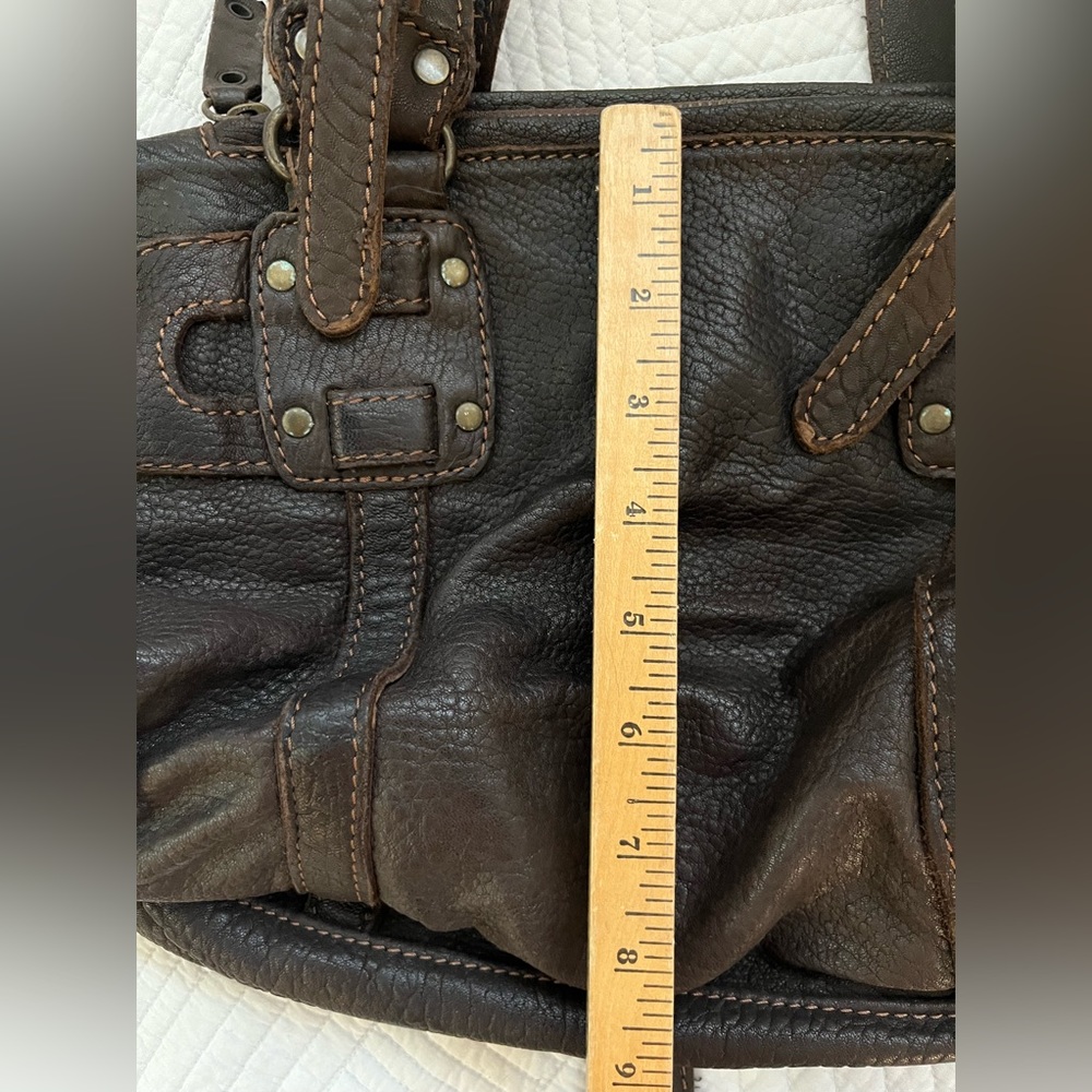 ABACO PARIS pebbled leather satchel crossbody bag cargo utility Y2K era - Picture 6 of 17
